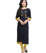 Navy-blue printed viscose rayon kurti