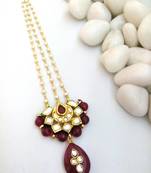 red ruby kundan maang tikka