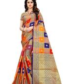   Multicolor self design patola silk saree with blouse