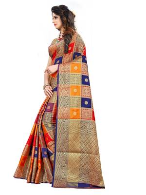   Multicolor self design patola silk saree with blouse 2