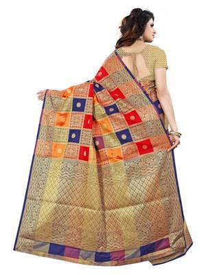   Multicolor self design patola silk saree with blouse 3