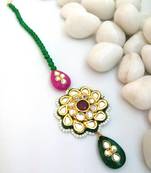 Green Emerald Kundan Maang Tikka