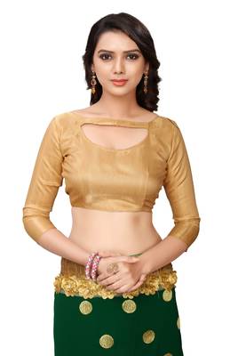 Green embroidered georgette saree with blouse 4