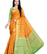 Mustard self design patola silk saree with blouse
