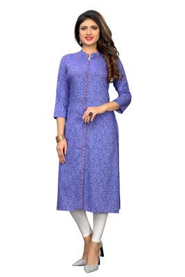 Lavender printed rayon kurti 1