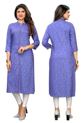 Lavender printed rayon kurti 5