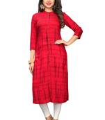 Red printed rayon kurti