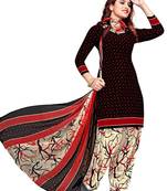 Black printed crepe salwar with dupatta