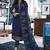Royal-blue embroidered georgette salwar with dupatta