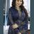 Royal-blue embroidered georgette salwar with dupatta