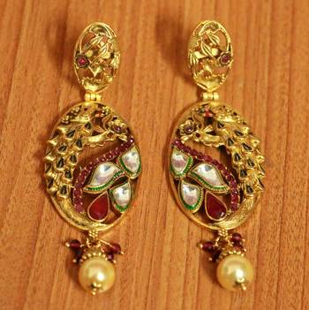 Red Pearl Danglers Drops 1