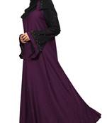 Purple Color Imported Lycra Abaya Burkha With Hijab Scarf For Women