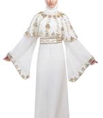 White georgette embroidered zari work islamic kaftans