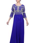 royal blue georgette embroidered zari work islamic kaftans