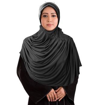Black Crepe Islamic Hijab 1