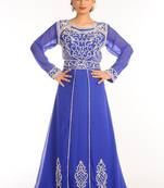 royal blue georgette embroidered zari work islamic kaftans