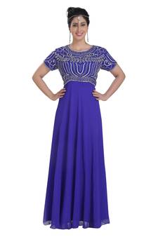 royal blue georgette embroidered zari work islamic kaftans