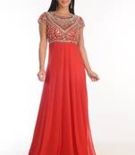 red georgette embroidered zari work islamic kaftans