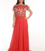 red georgette embroidered zari work islamic kaftans