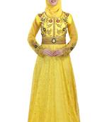 Yellow georgette embroidered zari work islamic kaftans