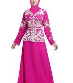 Pink georgette embroidered zari work islamic kaftans