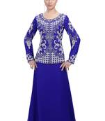royal blue georgette embroidered zari work islamic kaftans