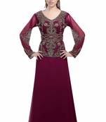 wine georgette embroidered zari work islamic kaftans