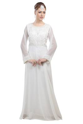 Cream georgette embroidered zari work islamic kaftans 1