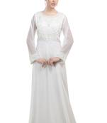 Cream georgette embroidered zari work islamic kaftans