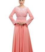 peach georgette embroidered zari work islamic kaftans