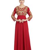 Maroon georgette embroidered zari work islamic kaftans