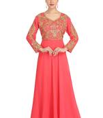 pink georgette embroidered zari work islamic kaftans