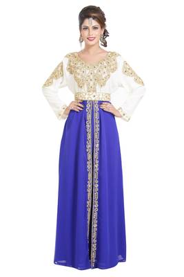 cream georgette embroidered zari work islamic kaftans 1