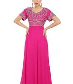 pink georgette embroidered zari work islamic kaftans