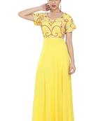 Yellow georgette embroidered zari work islamic kaftans