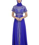 royal blue georgette embroidered zari work islamic kaftans