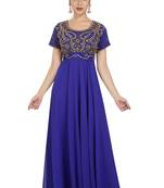 royal blue georgette embroidered zari work islamic kaftans