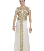 Cream georgette embroidered zari work islamic kaftans