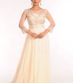 Cream georgette embroidered zari work islamic kaftans