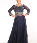 Blue georgette embroidered zari work islamic kaftans