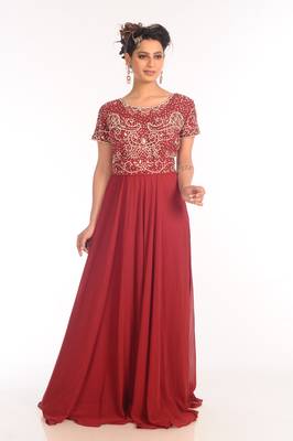 Maroon georgette embroidered zari work islamic kaftans 1