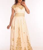 Cream georgette embroidered zari work islamic kaftans