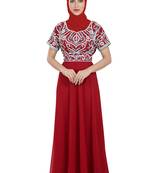 Maroon georgette embroidered zari work islamic kaftans
