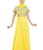 Yellow georgette embroidered zari work islamic kaftans