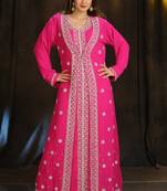 Pink georgette embroidered zari work islamic kaftans