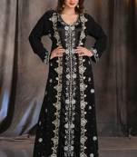 Black georgette embroidered zari work islamic kaftans