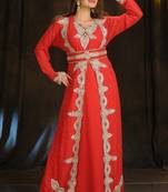 Red georgette embroidered zari work islamic kaftans
