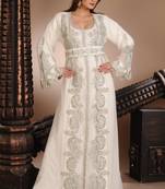 Cream georgette embroidered zari work islamic kaftans