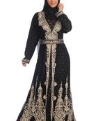 Black georgette embroidered zari work islamic kaftans