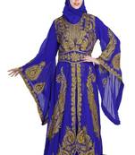 royal blue georgette embroidered zari work islamic kaftans